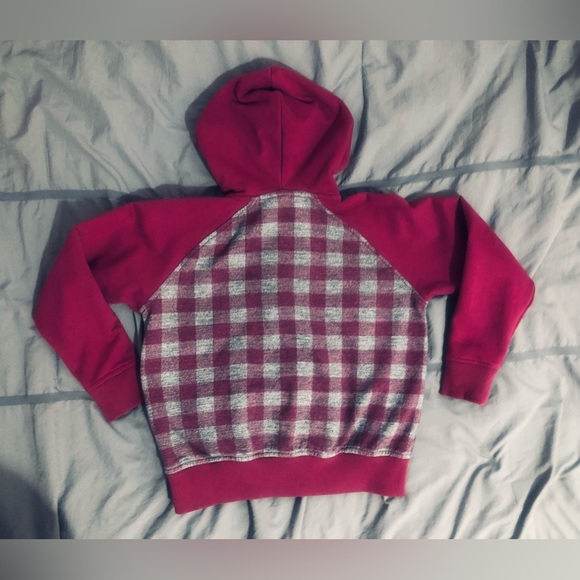 Souvenirs Northern Canada Moose Zip Up Hoodie Maroon Plaid Child Size 8 - Picture 2 of 11